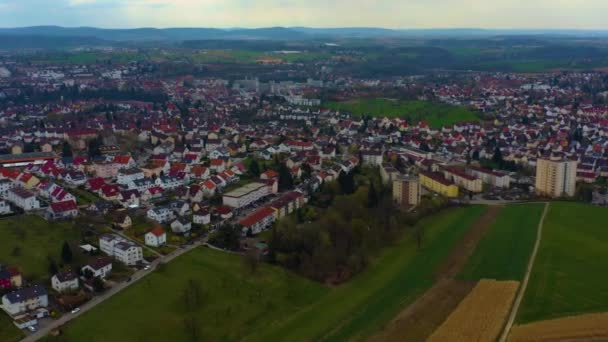 Vista Aérea Ciudad Backnang Alemania Una Tarde Otoño — Vídeos de Stock