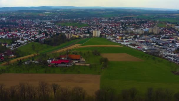 Widok Lotu Ptaka Miasto Backnang Niemczech Późnym Jesiennym Popołudniem — Wideo stockowe