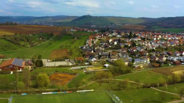 Aerial View Vineyards City Grobottwar Germany Late Sunny Autumn Day — Stock Video