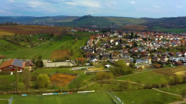 Flygfoto Över Vingårdar Runt Staden Grobottwar Tyskland Sen Solig Höstdag — Stockvideo