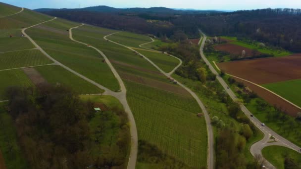 Widok Lotu Ptaka Winnice Wokół Miasta Grobottwar Niemczech Późnym Słonecznym — Wideo stockowe