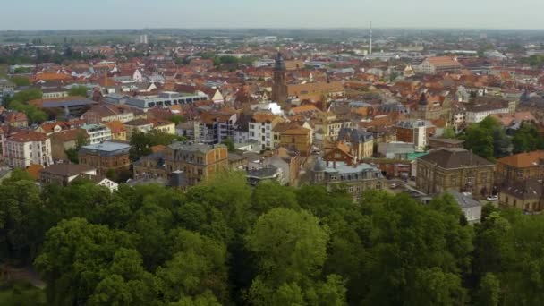 Вид Воздуха Город Ландау Германии Солнечный Весенний День — стоковое видео