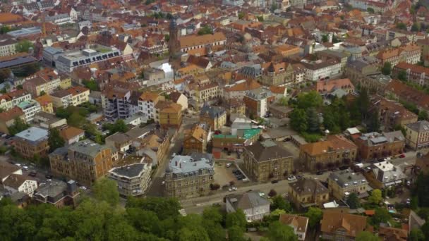 Aerial View City Landau Germany Sunny Spring Day — Stock Video