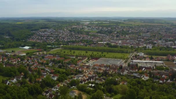 Vista Aérea Ciudad Zweibruecken Alemania Soleado Día Primavera — Vídeo de stock