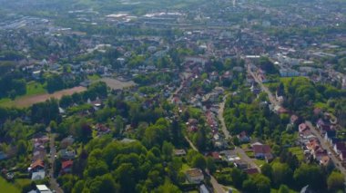 Güneşli bir bahar gününde Almanya 'nın Sankt Wendel kentindeki hava manzarası