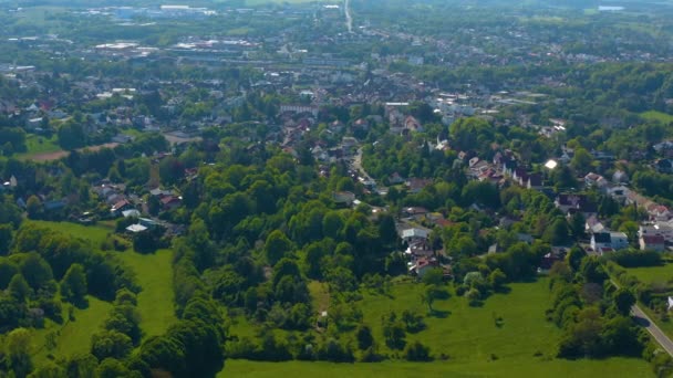 Aerial View City Sankt Wendel Germany Sunny Spring Day — Stock Video