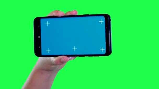 Modèle Écran Bleu Pour Téléphone Portable Doigt Pointe Que Les — Video