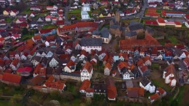 Almanya 'nın Steinen kentinin havadan görünüşü, Hesse' in ilkbahar günü.