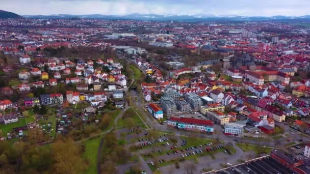Luchtfoto Van Stad Fulda Duitsland Hessen Een Bewolkte Dag Het — Stockvideo