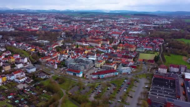 Luchtfoto Van Stad Fulda Duitsland Hessen Een Bewolkte Dag Het — Stockvideo