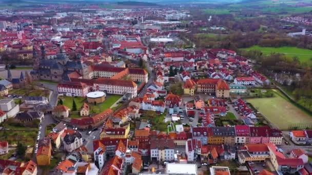 Luchtfoto Van Stad Fulda Duitsland Hessen Een Bewolkte Dag Het — Stockvideo