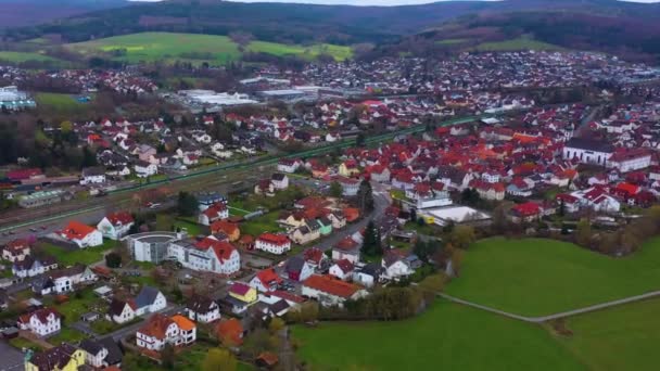 Şehrin Havadan Görünüşü Almanya Bad Soden Güneşli Bir Bahar Gününde — Stok video
