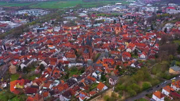 Veduta Aerea Della Città Vecchia Gelnhausen Germania Assia All Inizio — Video Stock