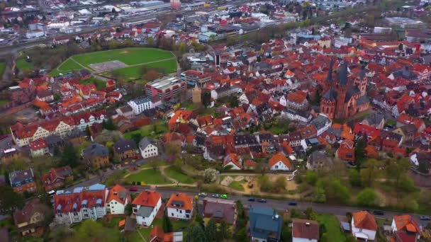 Vista Aérea Del Casco Antiguo Gelnhausen Alemania Hesse Día Primavera — Vídeos de Stock