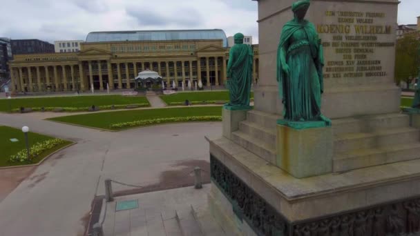 Downtown Stuttgart Alemanha Dia Nublado Manhã Início Primavera — Vídeo de Stock