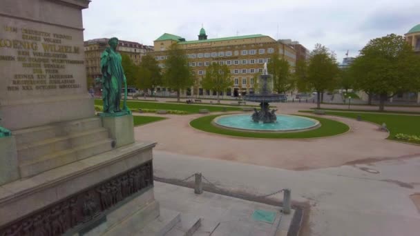 Centre Ville Stuttgart Allemagne Par Matin Nuageux Début Printemps — Video