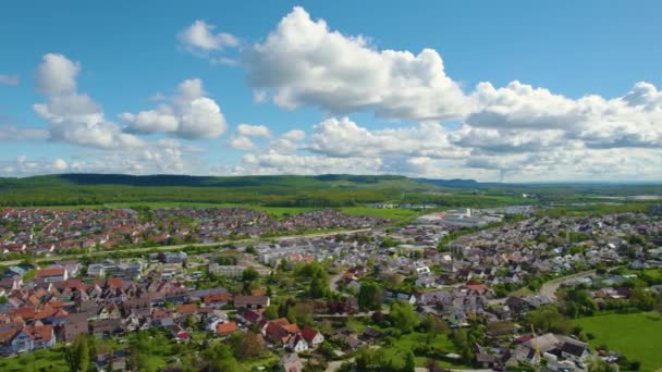 Pemandangan Udara Desa Sersheim Jerman Pada Pagi Musim Semi Yang — Stok Video