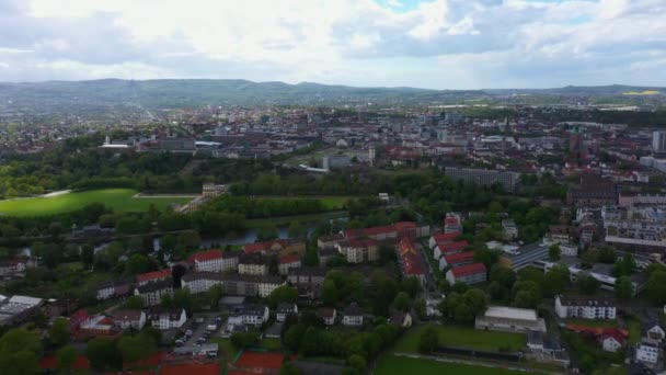 Aerial View City Kassel Germany Sunny Day Spring — Stock Video