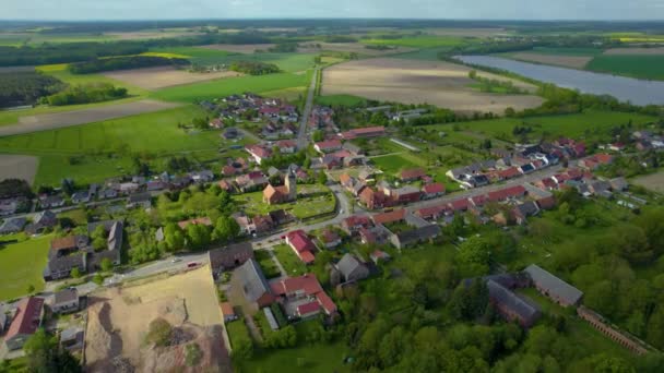 Повітряний Вид Село Рерберг Німеччині Сонячний Ранок Весною — стокове відео