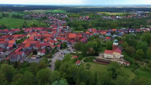 Veduta Aerea Della Città Melsungen Germania Una Giornata Sole Primavera — Video Stock