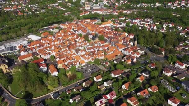 Aerial View City Melsungen Germany Sunny Day Spring — Stock Video