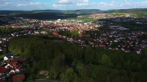 Aerial View City Bad Hersfeld Germany Sunny Day Spring — Stock Video