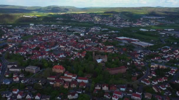 Letecký Pohled Město Bad Hersfeld Německu Slunečného Jarního Dne — Stock video