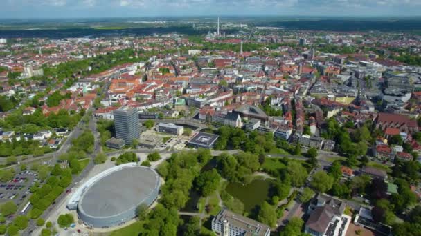 Luftaufnahme Der Stadt Braunschweig Deutschland Einem Sonnigen Frühlingstag — Stockvideo