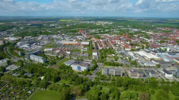 Luftaufnahme Der Stadt Braunschweig Deutschland Einem Sonnigen Frühlingstag — Stockvideo