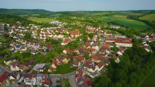 Повітряний Вид Село Заберфельд Німеччині Весняного Сонячного Ранку — стокове відео