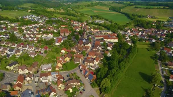 Widok Lotu Ptaka Wieś Zaberfeld Niemczech Słoneczny Poranek Wiosną — Wideo stockowe