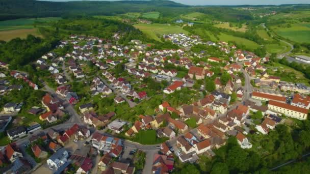 Vista Aérea Del Pueblo Zaberfeld Alemania Una Mañana Soleada Primavera — Vídeos de Stock