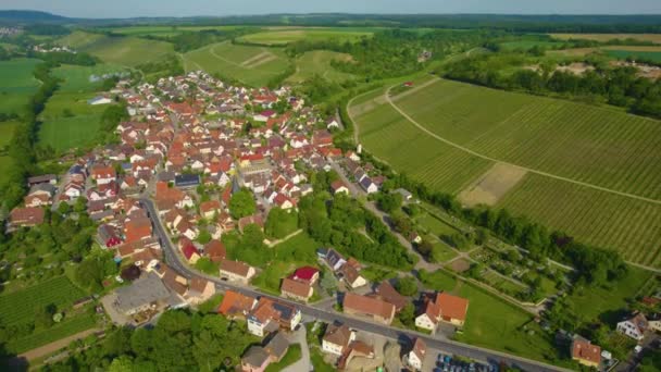 Повітряний Вид Село Пфаффенгофен Німеччині Весняного Сонячного Ранку — стокове відео