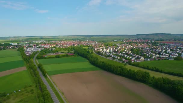 Aerial View City Brackenheim Germany Sunny Day Spring — Stock Video