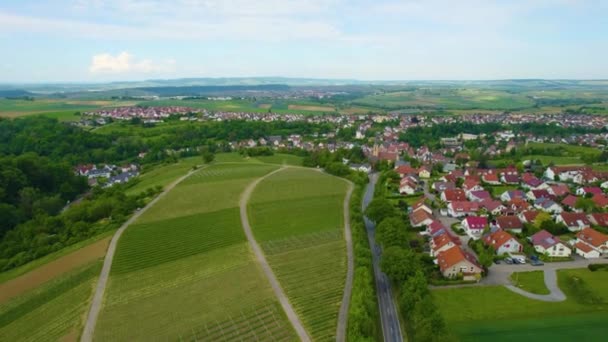Vista Aérea Cidade Talheim Alemanha Num Dia Ensolarado Primavera — Vídeo de Stock
