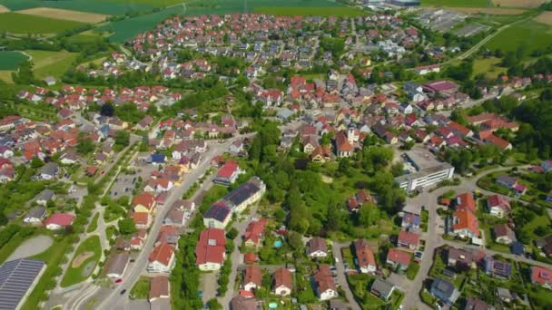 Letecký Pohled Město Kupferzell Německu Jaře Slunečného Rána — Stock video