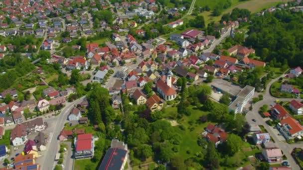 Vista Aérea Ciudad Kupferzell Alemania Una Mañana Soleada Primavera — Vídeo de stock