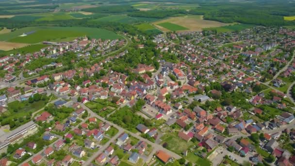 Veduta Aerea Della Città Schrozberg Germania Una Mattina Sole Primavera — Video Stock