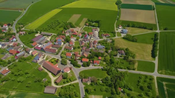 Aerial View Village Leuzendorf Germany Sunny Morning Spring — Stock Video