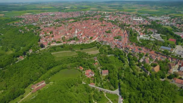 Widok Lotu Ptaka Miasto Rothenburg Der Tauber Niemczech Bawaria Słoneczny — Wideo stockowe