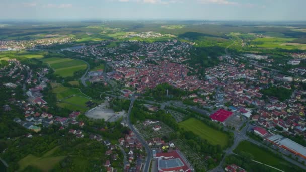 Vista Aérea Ciudad Neustadt Der Aisch Alemania Baviera Soleado Día — Vídeos de Stock