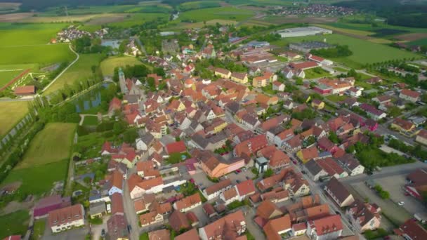 Aerial View City Markt Erlbach Germany Bavaria Sunny Spring Day — Stock Video