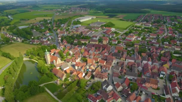 Вид Повітря Місто Маркт Ерльбах Німеччині Баварія Сонячний Весняний День — стокове відео