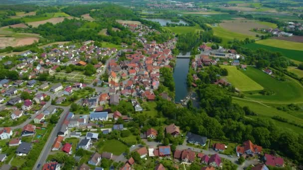 Αεροφωτογραφία Ενός Παλιού Κέντρου Στη Γερμανία Μια Ηλιόλουστη Μέρα Καλοκαίρι — Αρχείο Βίντεο