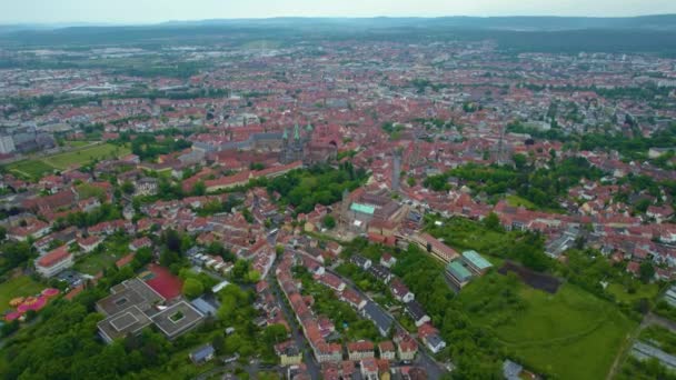 Luchtfoto Van Een Oude Binnenstad Duitsland Een Zonnige Zomerdag — Stockvideo
