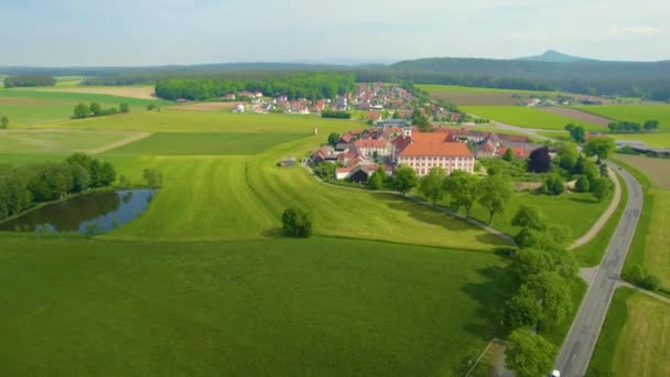 Aerial View Old Town Center Germany Sunny Day Spring — Stock Video