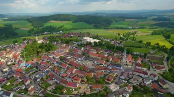 Aerial View Old Town Center Germany Sunny Day Spring — Stock Video