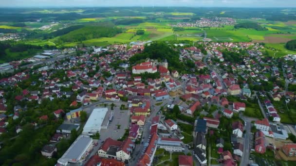 Vista Aérea Uma Cidade Alemanha Num Dia Ensolarado Primavera — Vídeo de Stock