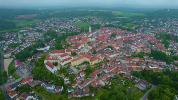 Vista Aérea Uma Cidade Alemanha Num Dia Ensolarado Primavera — Vídeo de Stock