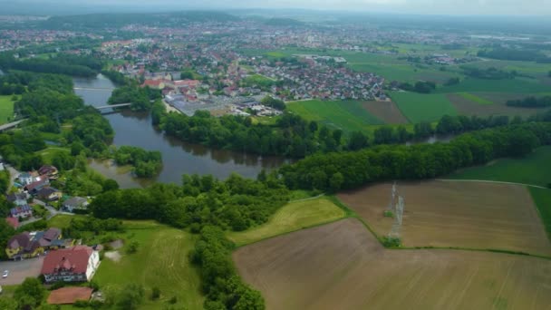 Almanya Daki Bir Şehir Eski Bir Kasaba Manzarası Baharın Güneşli — Stok video